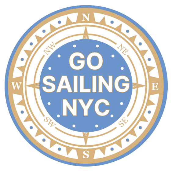 Go Sailing NYC logo blue and gold